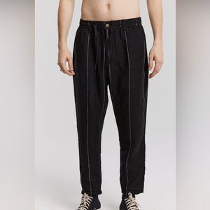 Dept Anonym Men’s / Women’s / Unisex S Small Black 100% Linen Striped Trousers